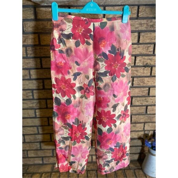 Silk Club Floral‎ Pants 100% Silk - Picture 1 of 7